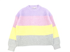 Kids ONLY viola/strawberry moon/pineapple slice/light grey melange stribet pullover striktrøje